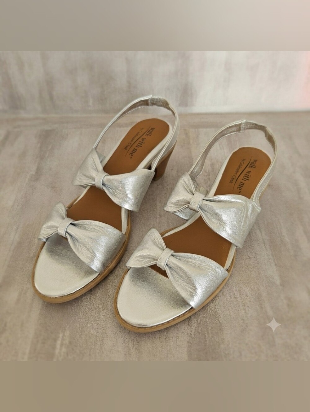 ​NEW Coldwater Creek Silver Leather Leila Slingback Heels 9.5